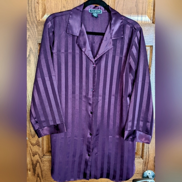 Halston Plum Sleep Shirt - MED - Picture 1 of 8